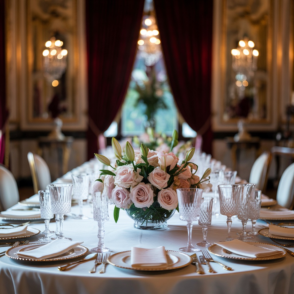 Elegant dinner party with premium table settings